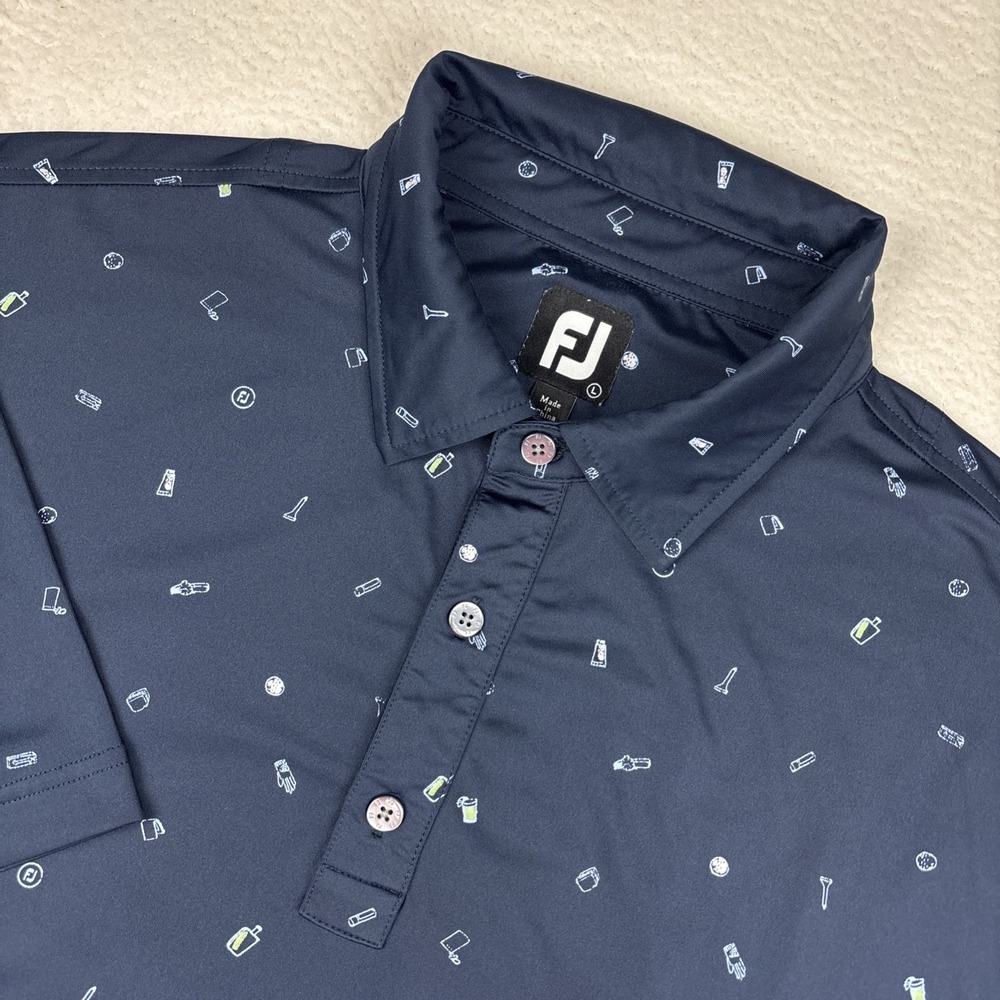 FOOTJOY Performance Polo Shirt Mens Large Golfbag Cocktail Print Stretch SS Golf